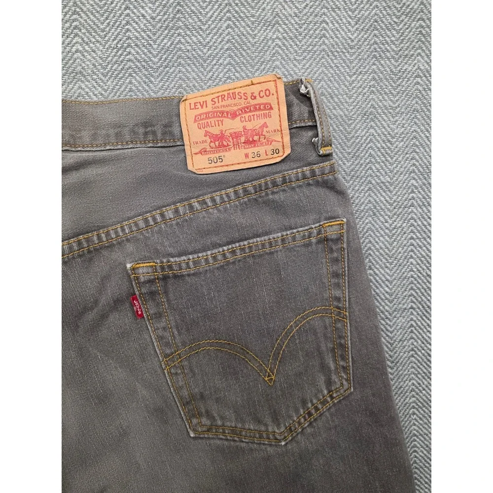 Levis 505‎ Regular Fit Grey Straight Leg Denim Jeans Mens 36x30 00505-3812